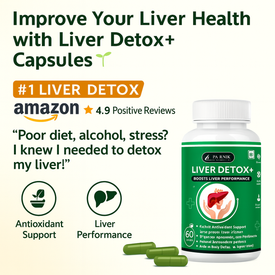 Parnik Naturals Liver Detox+ – Ayurvedic Liver Cleanse & Detox Support Supplement – 60 Vegan Capsules