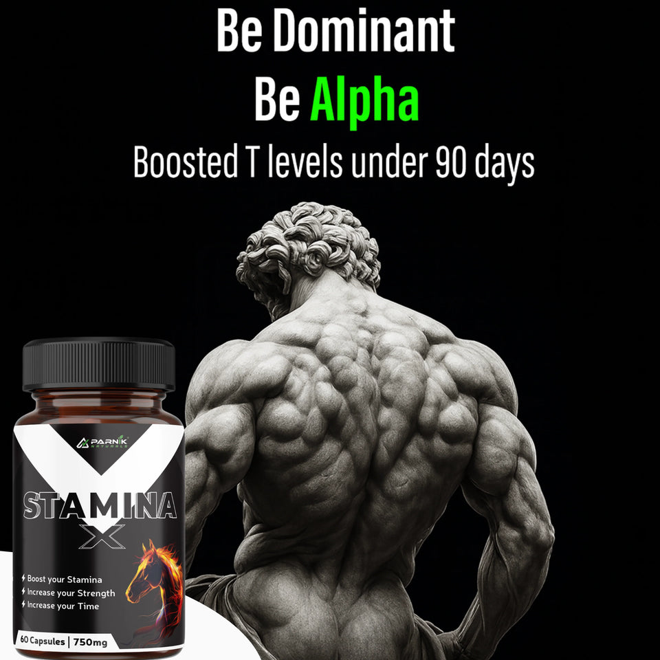 Parnik Naturals Stamina+ for Men 750mg – Energy, Strength & Testosterone Booster – Ayurvedic Performance Supplement – 60 Vegan Capsules